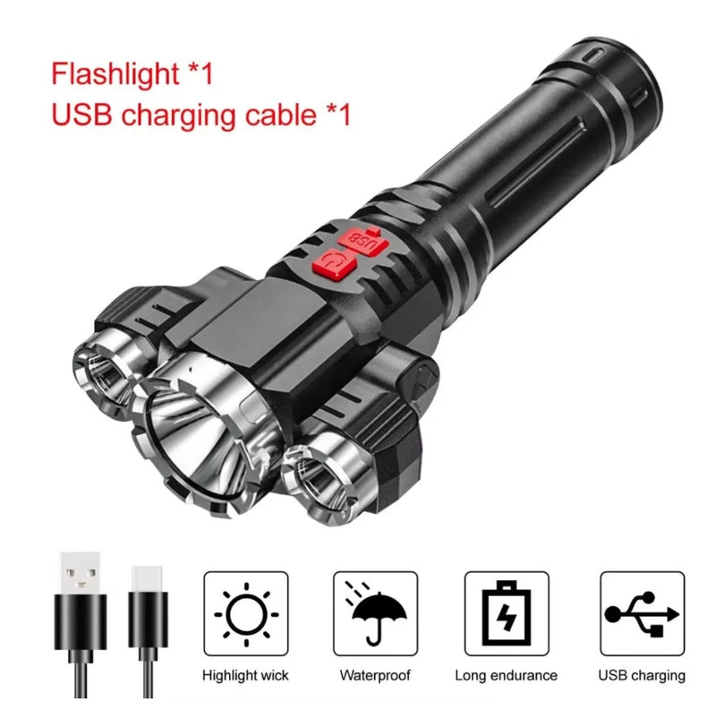 3 LED Flashlight Strong Waterproof Outdoor Camping Bike Light