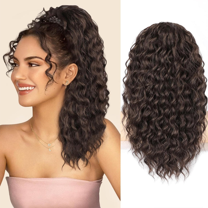 Woman Long High Temperature Fiber Deep Wave Ponytail Extension