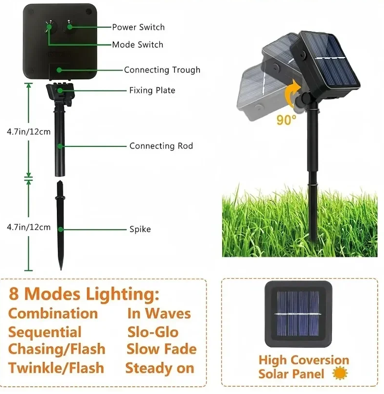 2 X Solar String Lights 100 LED 12M Decorative Lamp for Christmas