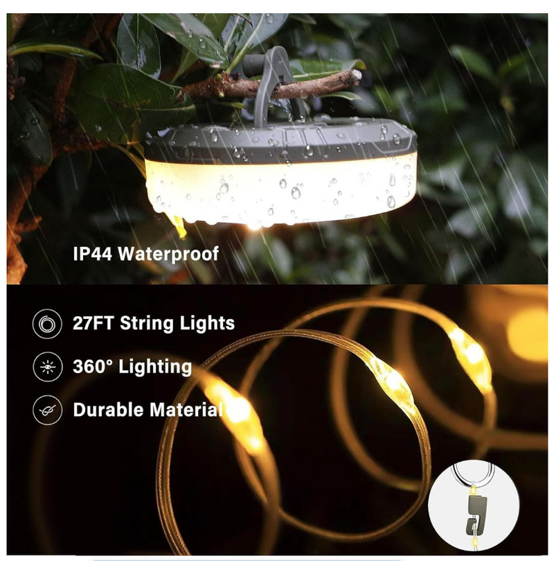 Solar Camping Lights USB Rechargeable String 8 Modes Multifunctional Light