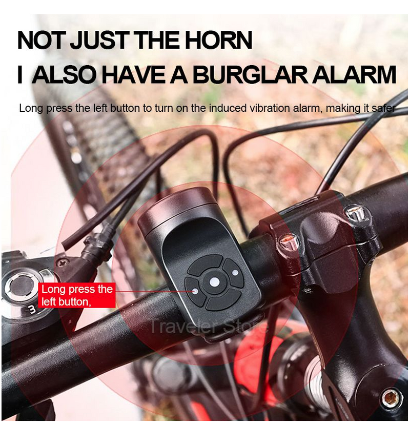 Bicycle Horn Electric Bike Bell 120DB Waterproof Bike Horn USB Rechargeable