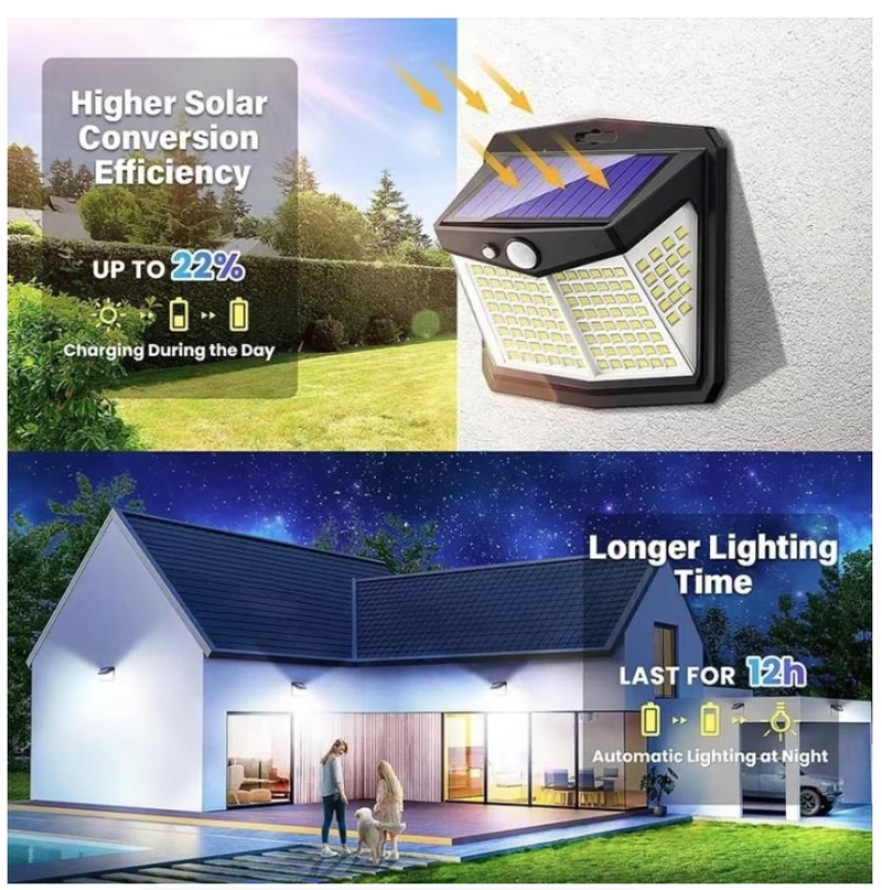 IPSTYLE Solar Wall Lights Outdoor Solar Lamp Sunlight Street Light 128 LED
