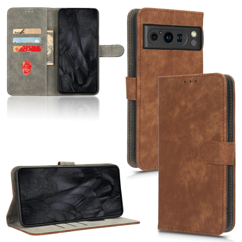 Flip Cover for Google Pixel 8 Pro PU Leather Phone Case RFID Blocking With Hand Strap