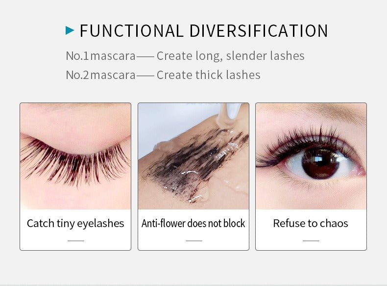2 in 1 Double Effect long lasting mascara Waterproof Lengthening Mascara