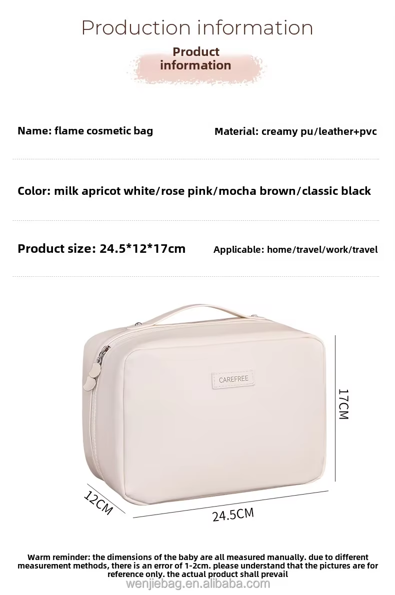 Large Capacity PU Portable Travel Makeup Storage Bag Eco-Friendly and Water Resistant Cosmetic Organizer with Fashionable Zipper