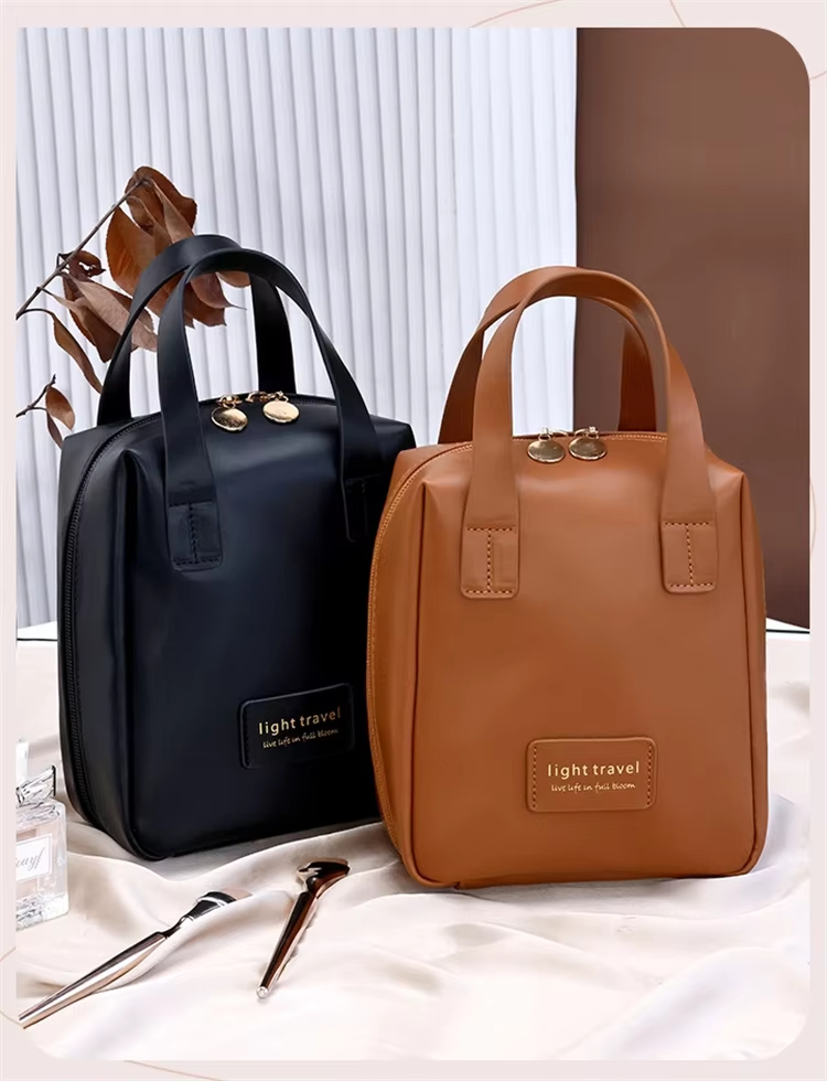 PU Leather Large Capacity Handheld Hard Shell Cosmetics Makeup Bag Travel Portable Toilet Storage Bag
