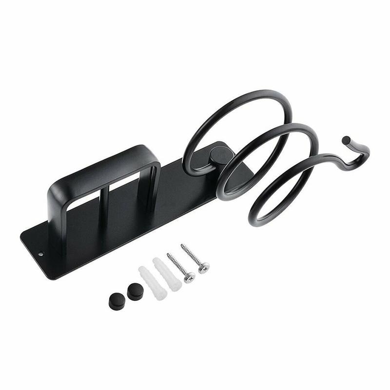 Bathroom Wall Black Silver Hairdryer Space