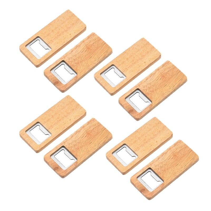 8 Pack Wood Beer Buttch Bottle Opener Wooden Handle Cover Stainless St