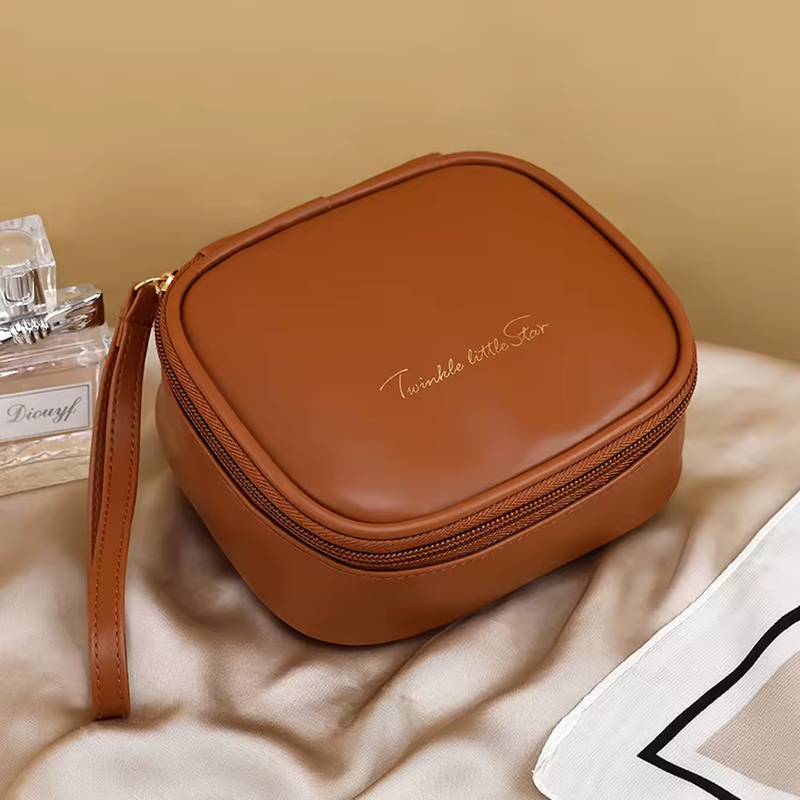 Portable Pocket Red Envelope Sanitary Napkin Bag PU Material Zipper Closure Sundry Digital Pattern Convenient Carry-on Storage