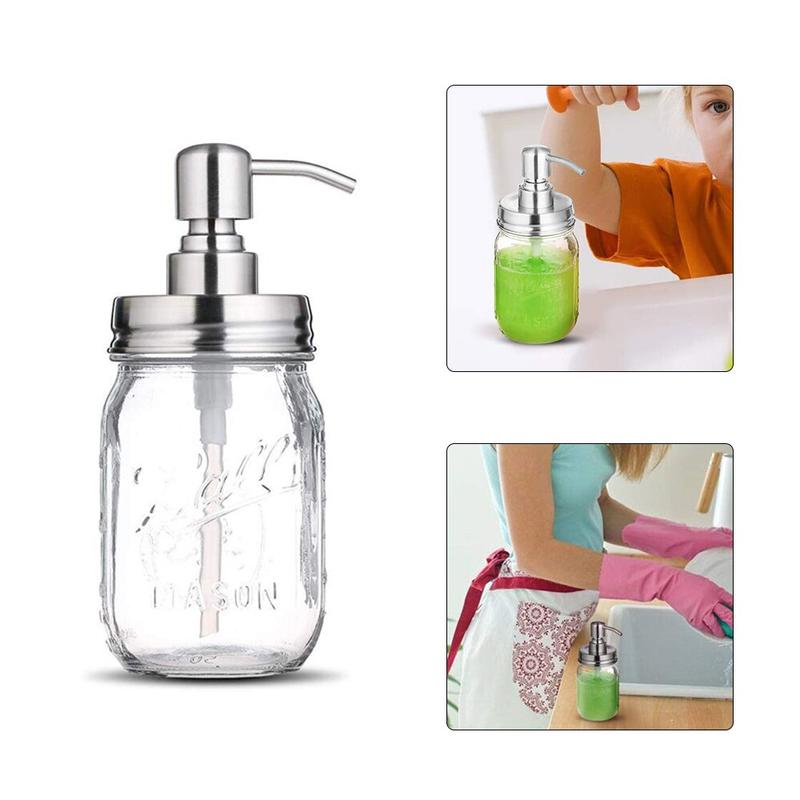 Glass Jar Soap Dispenser with Pump Classic Decor for Country House Kit