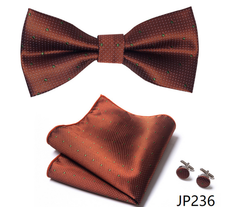 IPSTYLE Men's Bow Tie Set - Pocket Square, Cufflinks and Gift Box