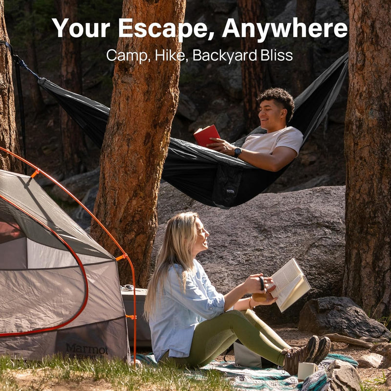 Portable Camping Hammock with Tree Straps, Heavy Duty Double/Single Hammock
