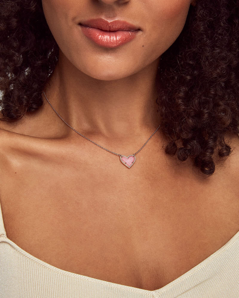 Dainty Druzy Heart Pendant Necklace for Women, 14K Gold Plated Dainty Chain Necklace, Cute Heart Jewelry Gift