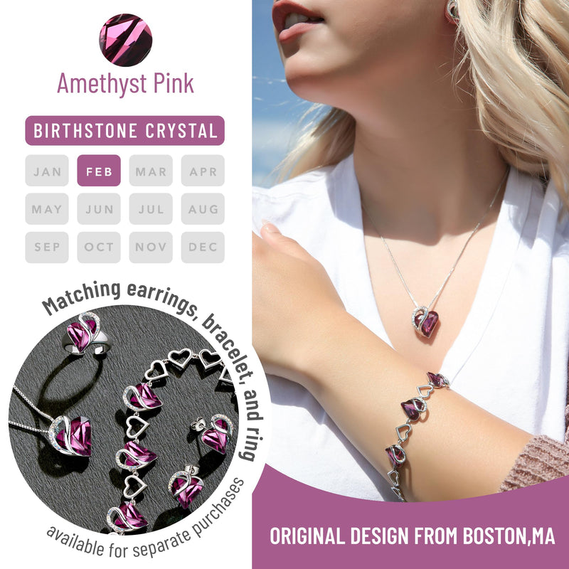 Heart Pendant Necklace for Women, 18K White Gold Plated Crystal Necklace with Austrian Crystals, Hypoallergenic Jewelry Gift