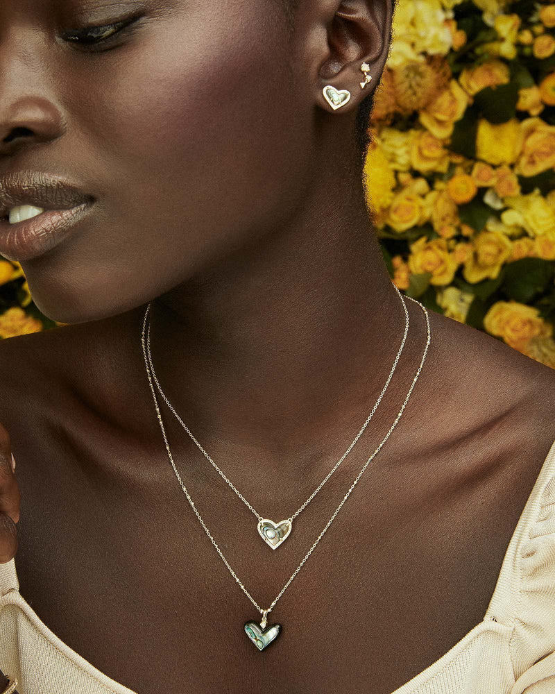 Dainty Druzy Heart Pendant Necklace for Women, 14K Gold Plated Dainty Chain Necklace, Cute Heart Jewelry Gift