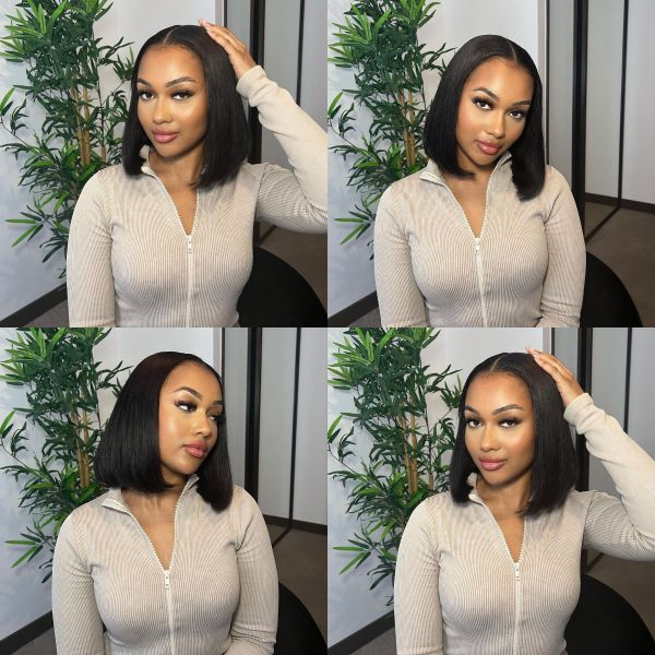Virgin Human Hair - Glueless Peruvian Full Frontal Bob 10 Inch