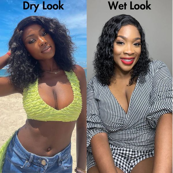 Glueless Waterwave Bob Wig - 10"