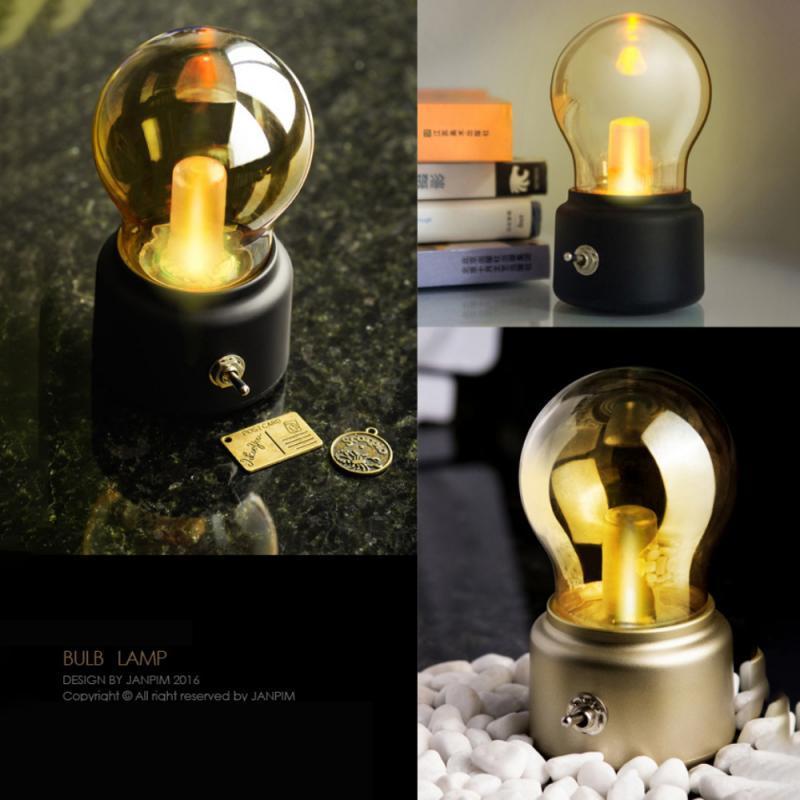 Vintage Bulb LED Night Light Retro USB 5V Battery Fixed Desk