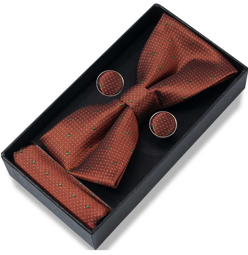 IPSTYLE Men's Bow Tie Set - Pocket Square, Cufflinks and Gift Box