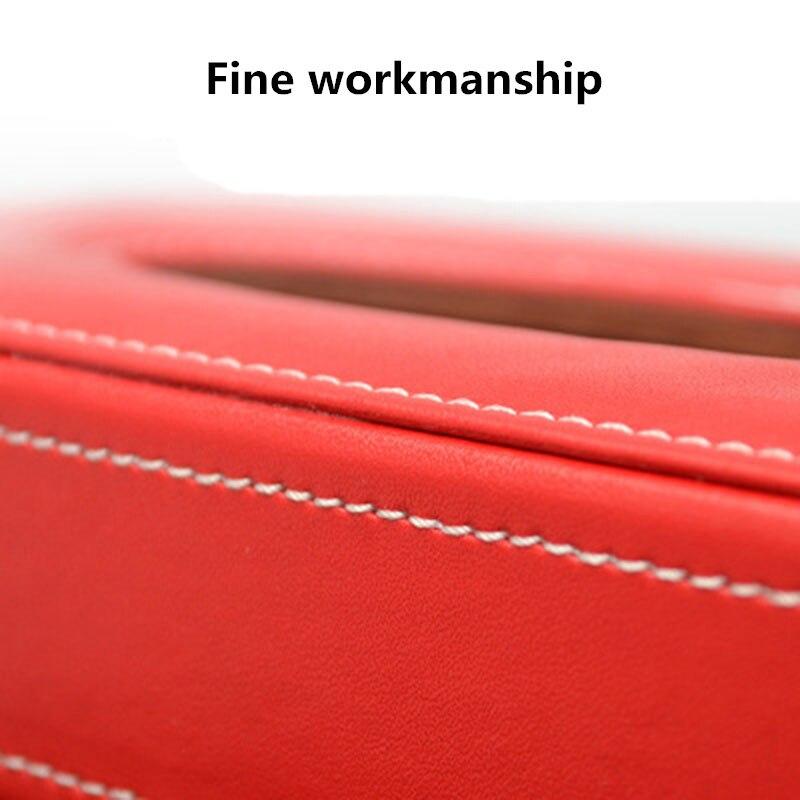Crown Towel Box Square Cover Rhinestone Block Artificial Leather Red
