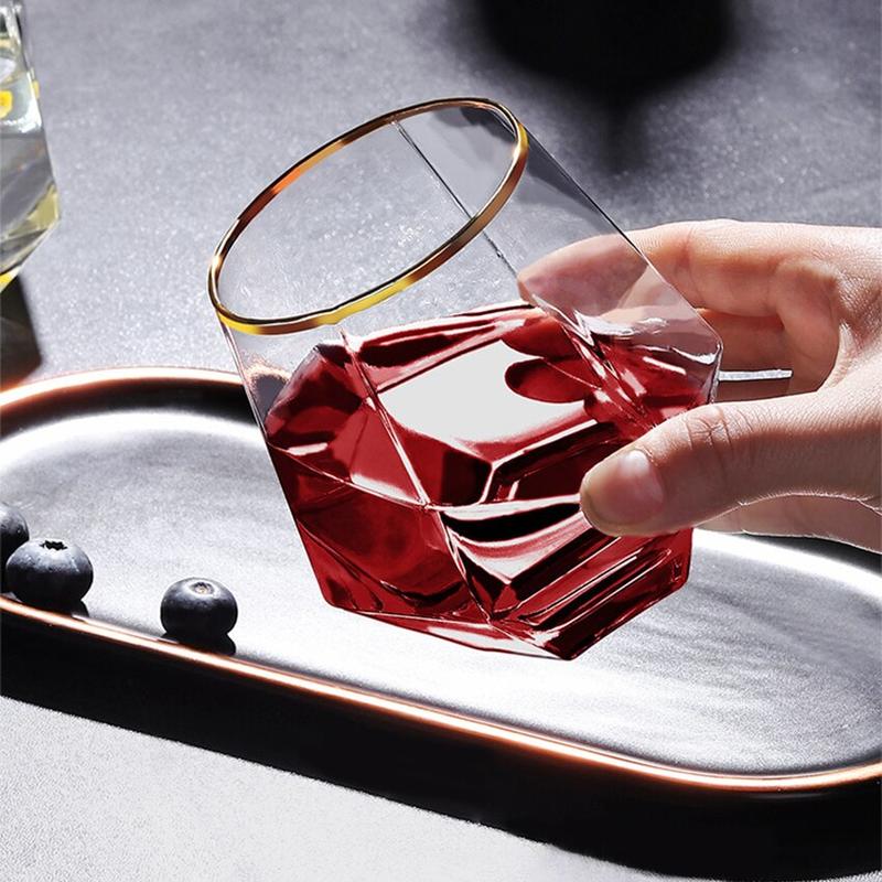 Hexagon Diamond Transparent Glass Whisky Glass Coctail Glass B