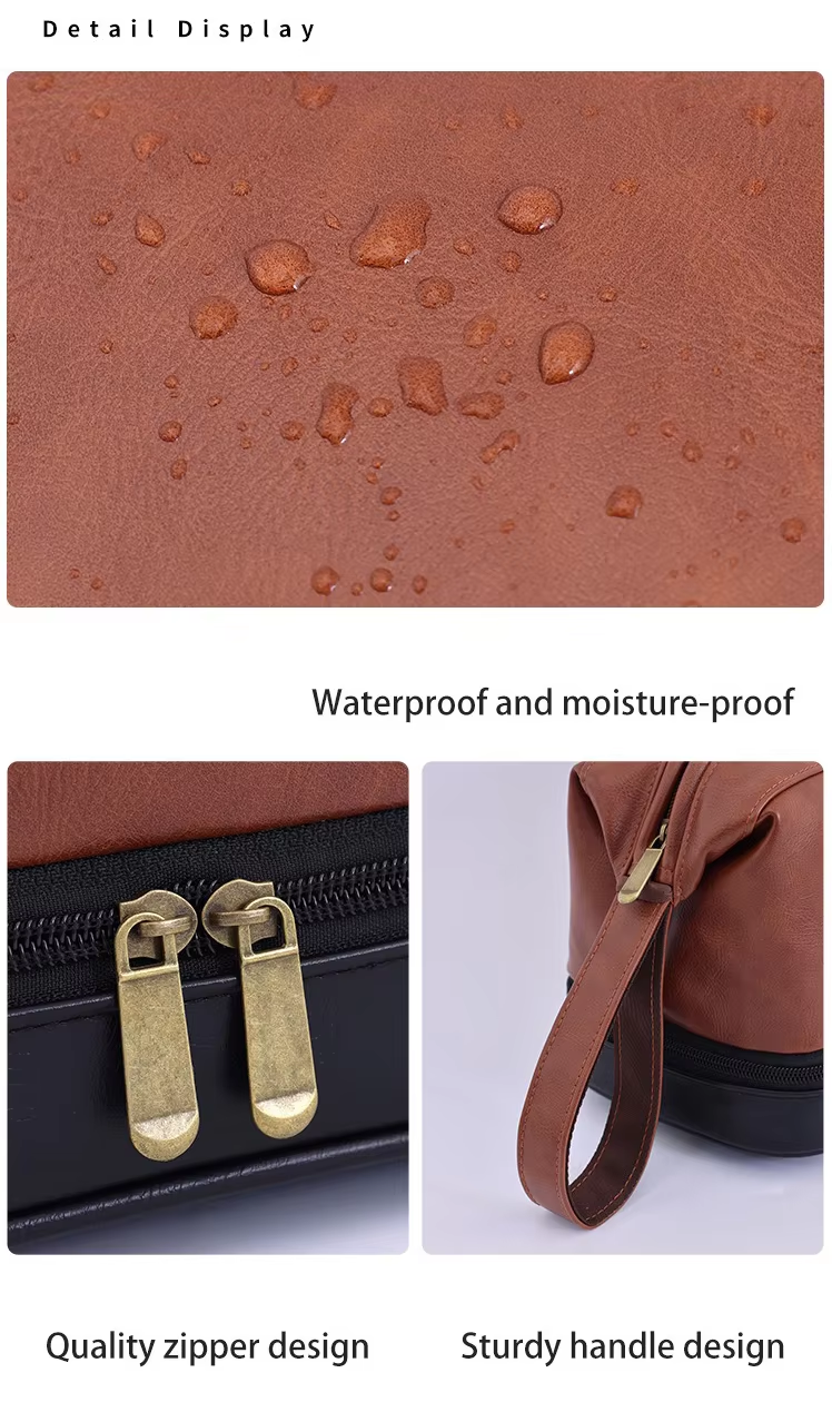 Business Trips Large Capacity Travel Toiletry Bag for Men Vintage Double Layer Design Multifunctional Portable Handheld Case
