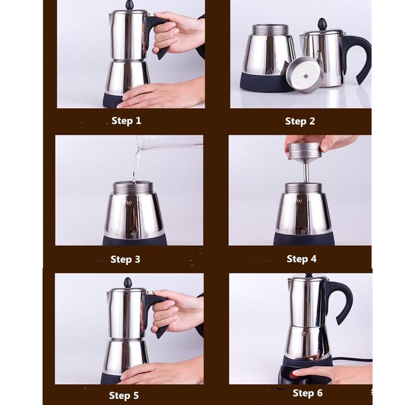 Stainless Steel Geyser Electric Coffee Maker 200 ML