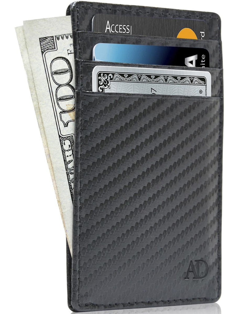 Genuine Leather Card Holder Front Pocket RFID Blocking Wallet With Gift Box