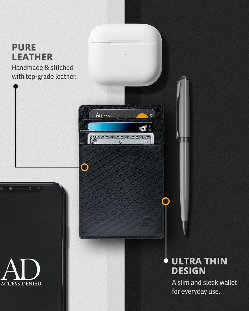 Genuine Leather Card Holder Front Pocket RFID Blocking Wallet With Gift Box