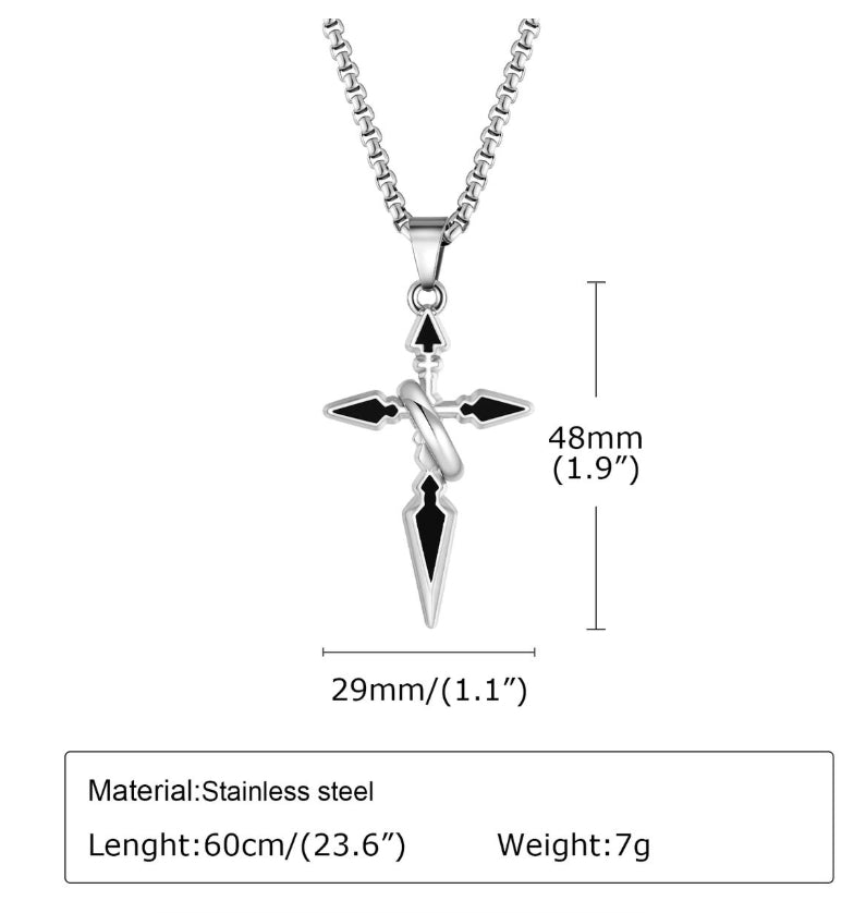 Arrow Shaped Cross Necklaces for Men Woman - Cross with Circle Pendant