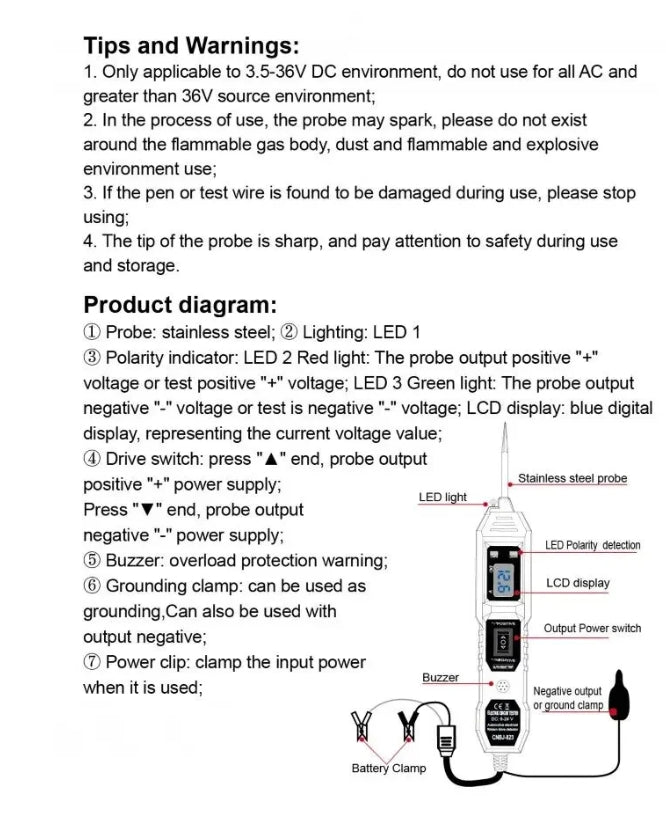 IPSTYLE Electric Circuit Tester CNBJ-823 Automobile Electrical System Test