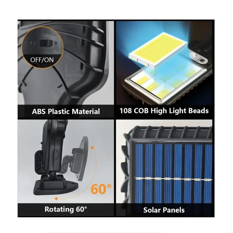 LED Solar Outdoor Remote Control 3 Modes LED Courtyard Wall Lamp
