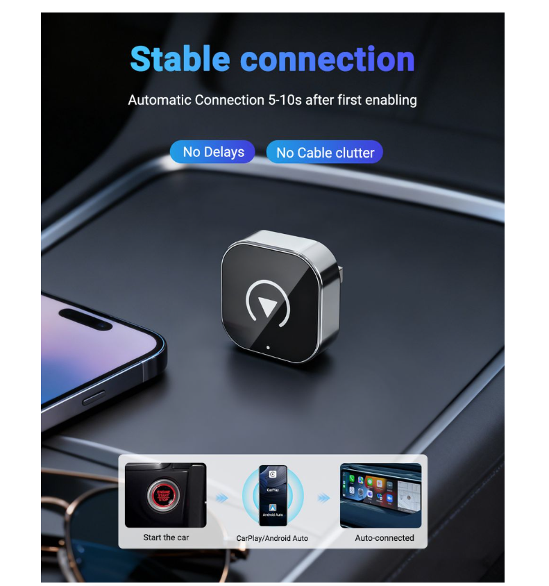 IPSTYLE 2-in-1 Wireless CarPlay &amp; Android Auto Adapter (Mini Smart Dongle)