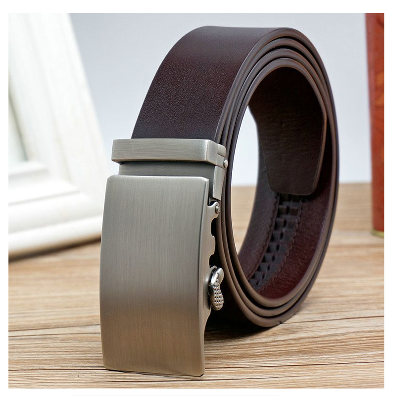 Leather belt men Genuine Leather Belts, Automatic Buckle Belt, Adjustable No Hole Belt Jeans Belt