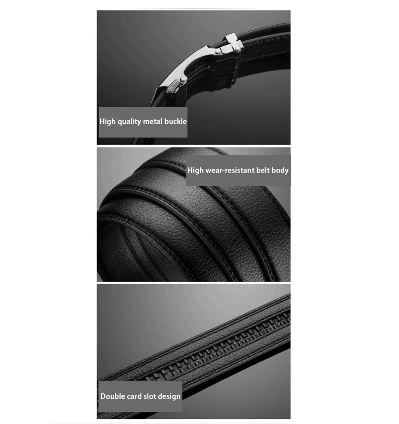 Fashion Business Men'S Belt Genuine Luxury Belt Metal Buckle Belt Soft Belt