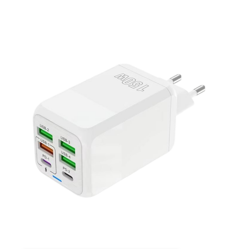 6 Ports Quick Charger Wall Adapter PD QC 3.0 USB C