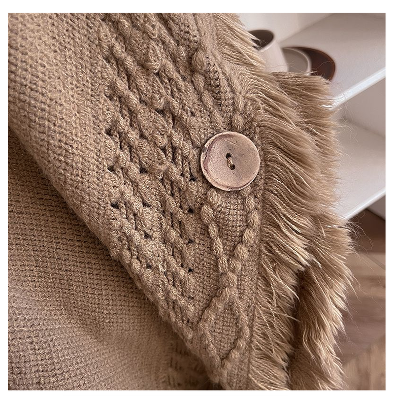 Autumn Winter Women Knitted Cape Shawl Wrap Cloak Ethnic Hooded Poncho