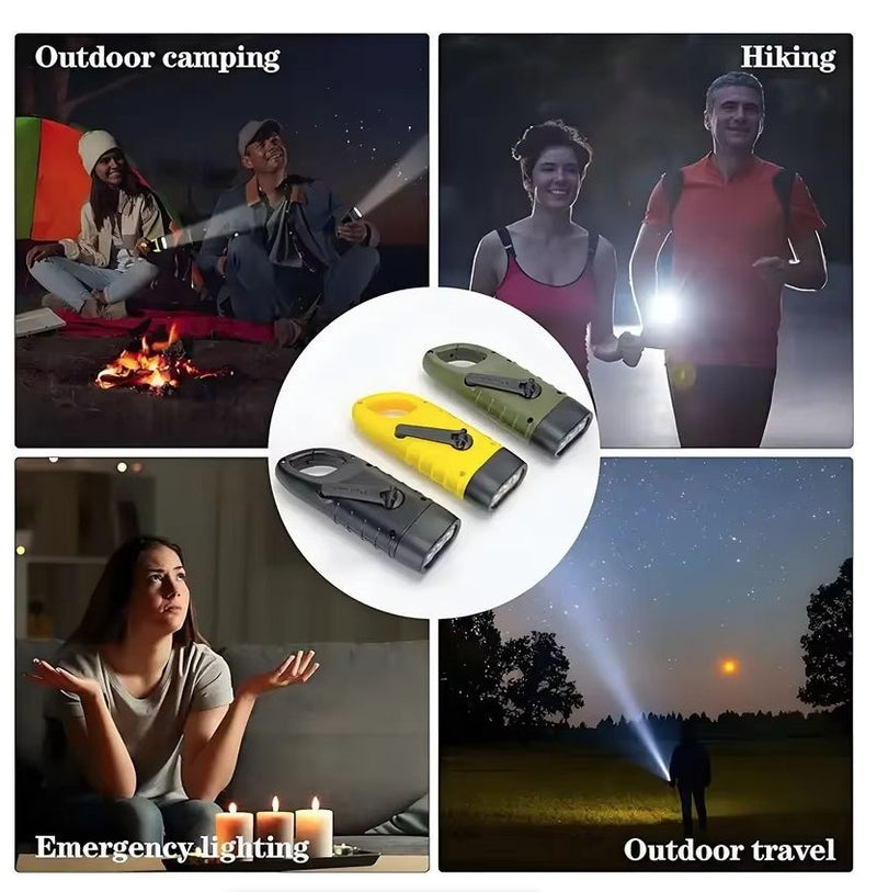 Solar Hand Crank LED Flashlight Emergency Outdoor Light Dynamo Torch