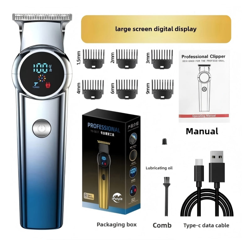 IPSTYLE Electric Hair Clipper Rechargeable Digital Display Trimmer for Men