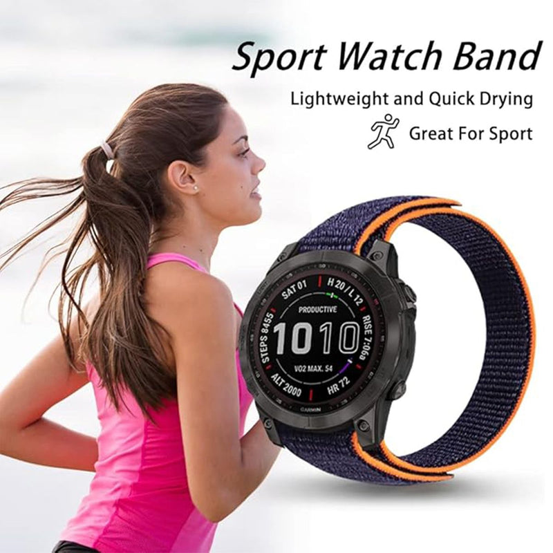 Strap 22mm Nylon Soft Lightweight Velcro Breathable Watch Bands