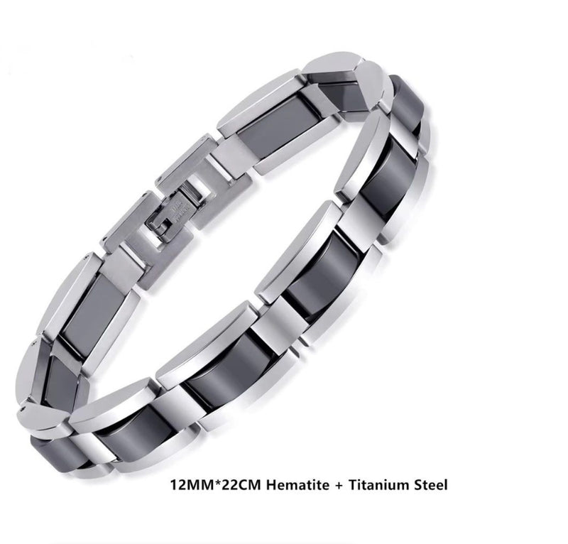 Titanium Steel Hematite Magnetic Bracelet Men Stainless Steel Link Bracelet