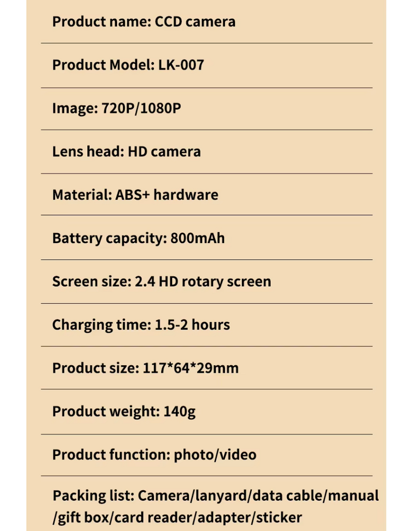 Foldable Screen Student Camera 18X Zoom Anti-Shake with Flip Screen