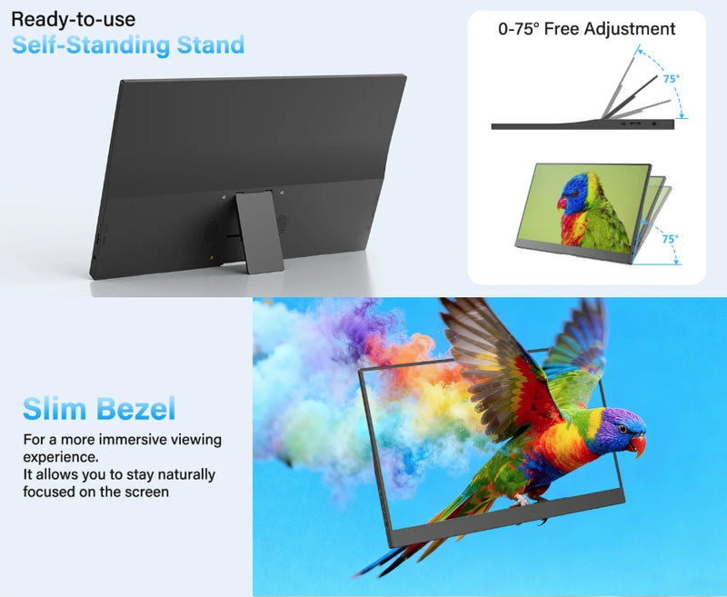 15.6 Inch Portable Monitor 1920x1080P Extend Display