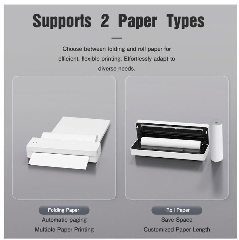 Mini A4 Portable Printer Wireless Mobile Thermal Printer 8 Inch