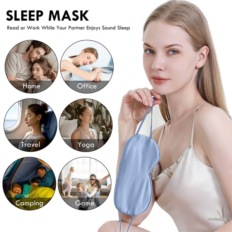 Sleep Mask for Side Sleepers, Soft Silk Eye Mask with Adjustable Strap