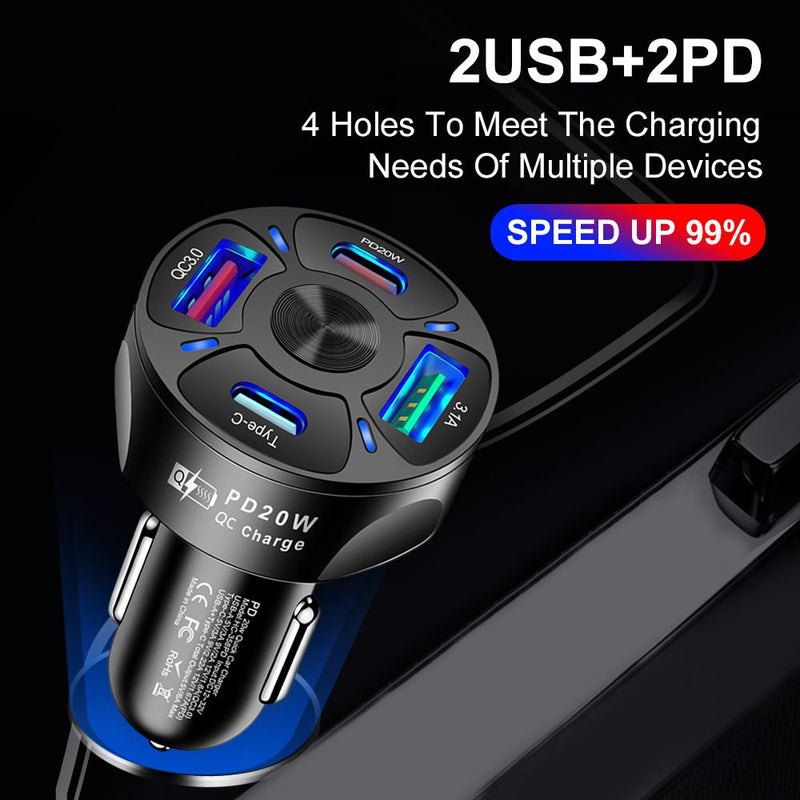 Car Charger Fast Charging PD QC3.0 USB C Phone Charger Adapter