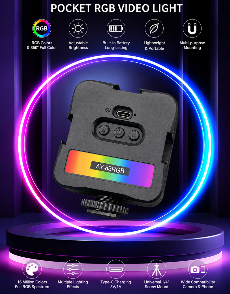 Video Light LED Fill Light Compatible With Phone Laptop Webcam