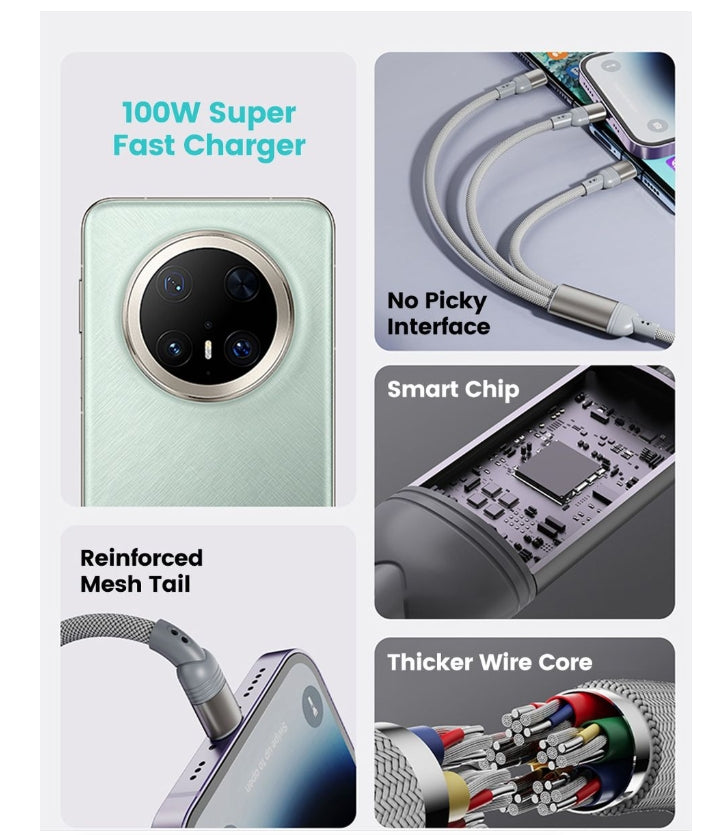 5 in 1 Cable USB Type C to C/Lighting/Micro Fast Charging Cable