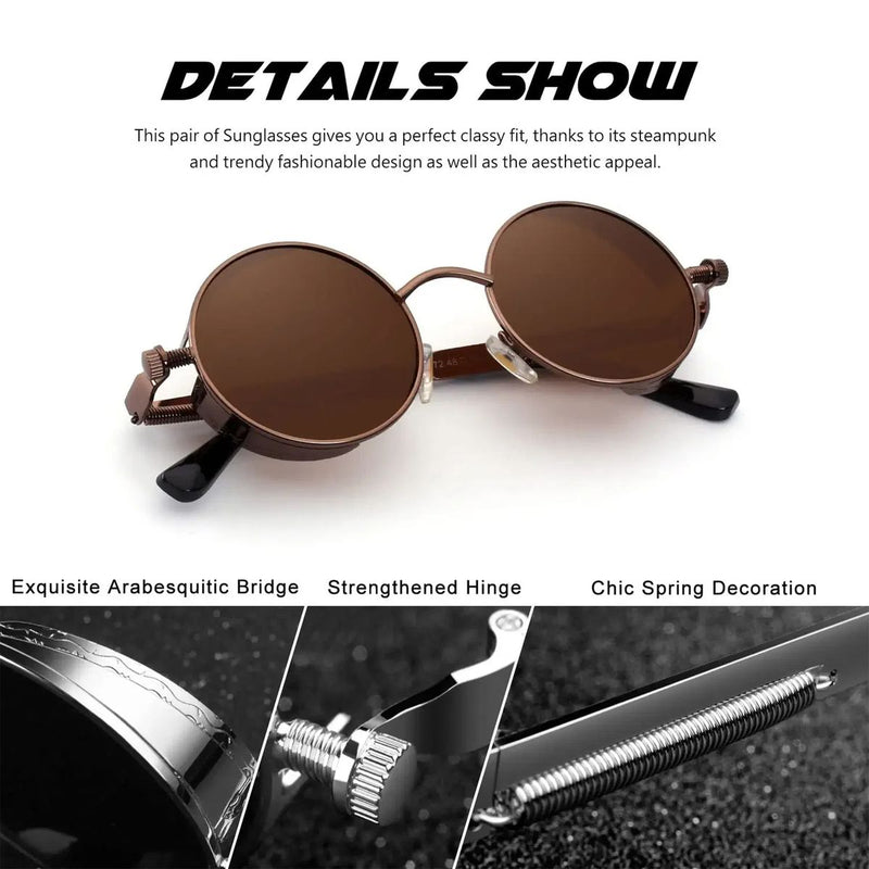 Round Metal Frame Sunglasses Men Women Retro Steampunk Glasses Sunglasses