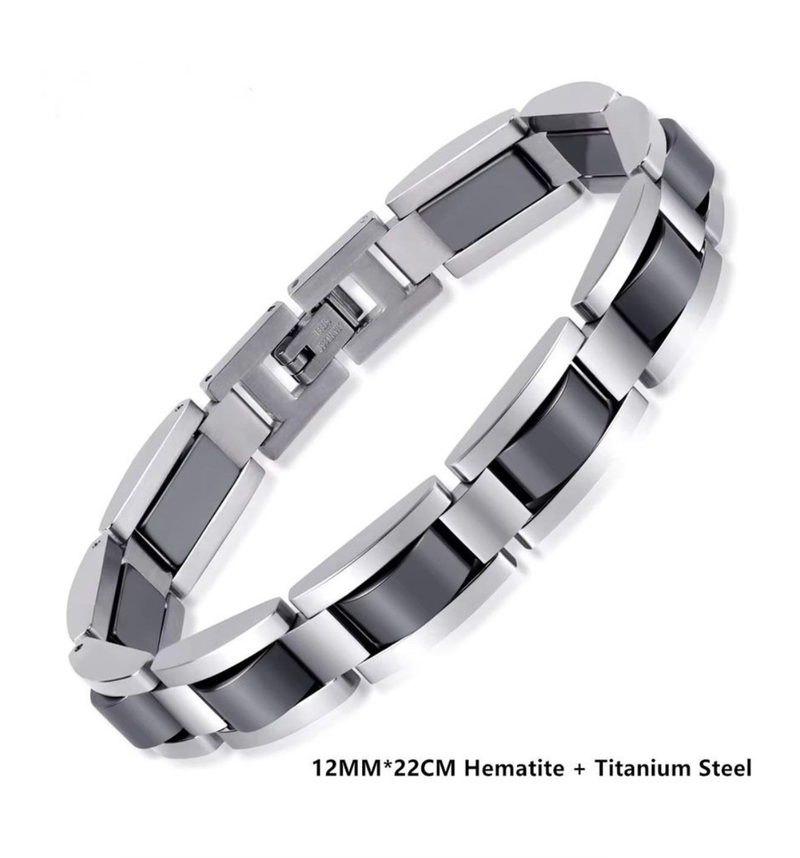 IPSTYLE Men Power Wristband Titanium Steel Hematite Magnetic Bracelets